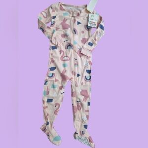 Lamaze Organic Kids One Piece Pajama - Pink and Cream New! 2T